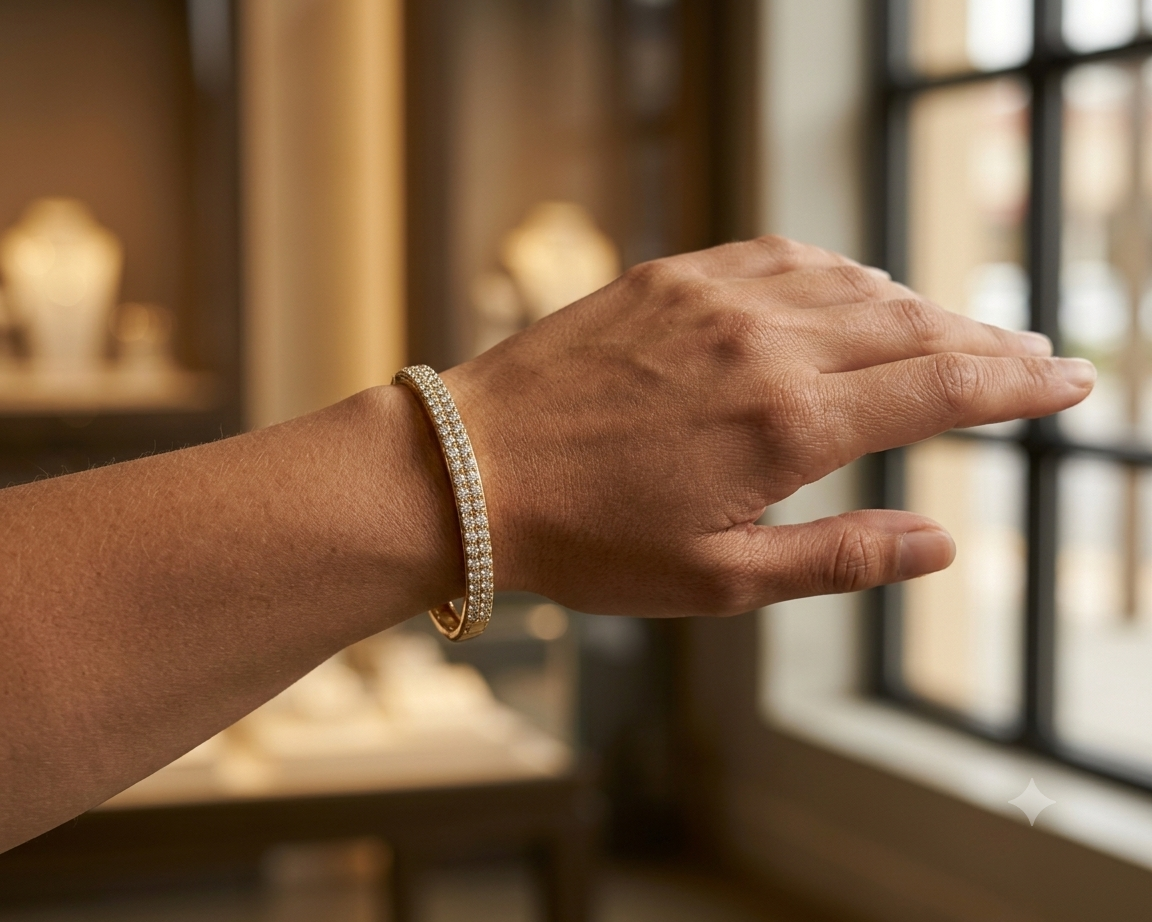 The Starlight Gold Hinged Bangle