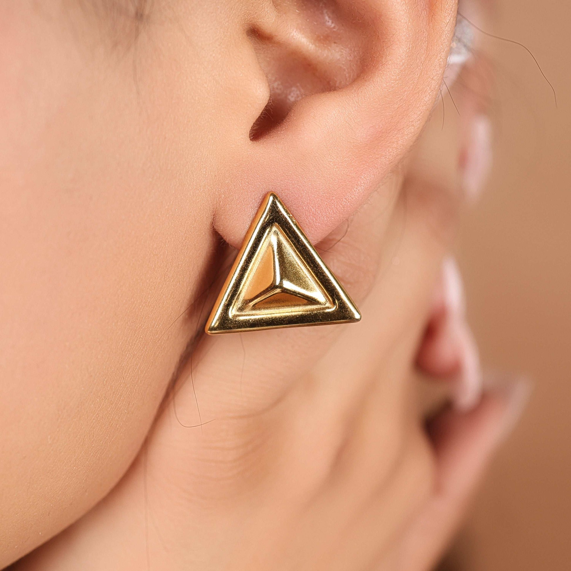 Bradiya Golden Giza Studs - Tarnish-Free Luxury Earrings - Bradiya