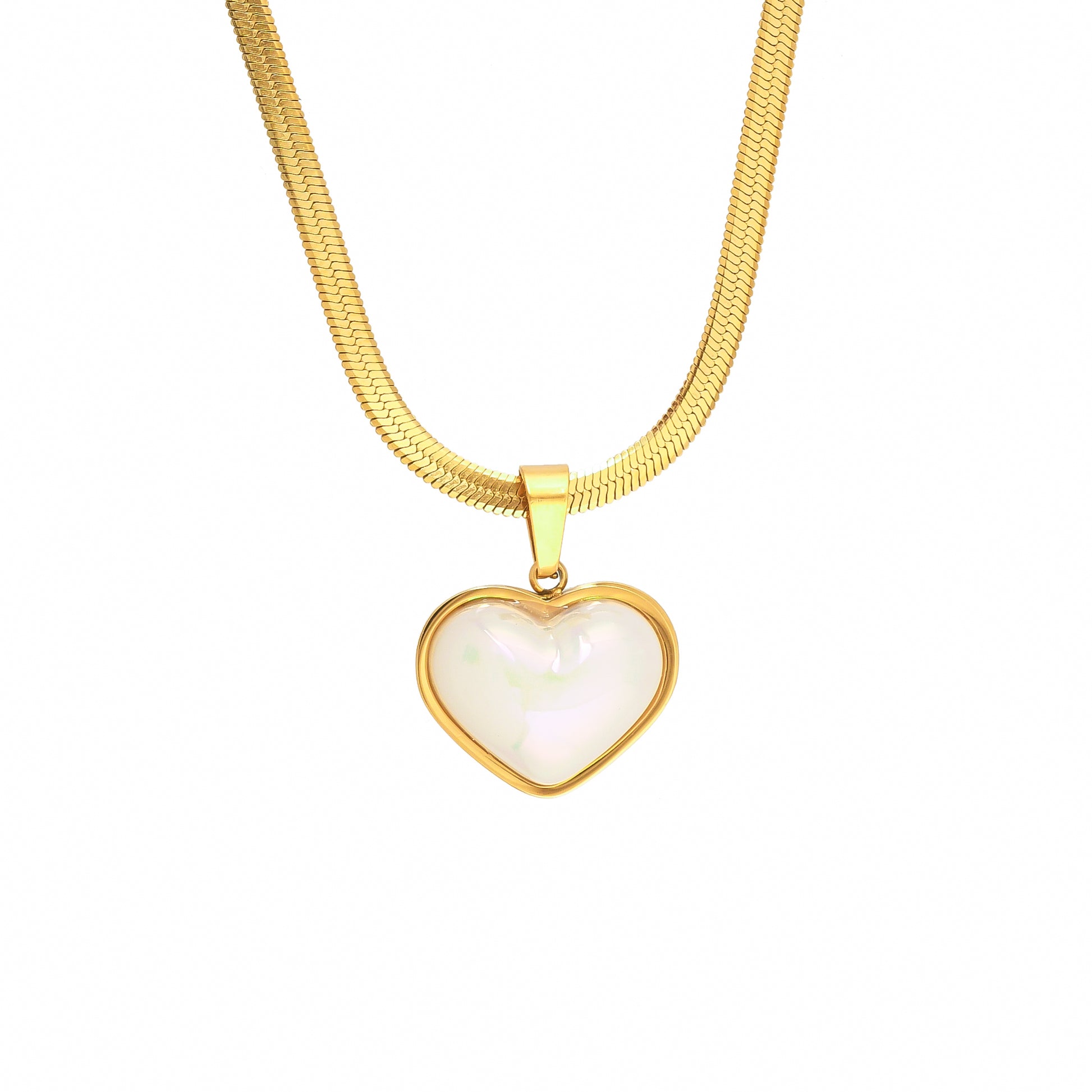 White Pearl Heart 18 Kt Gold Pendant - Bradiya