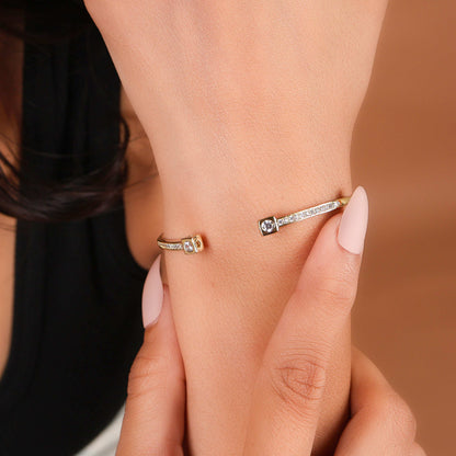 Cube Diamond Open Cuff Bracelet - Bradiya