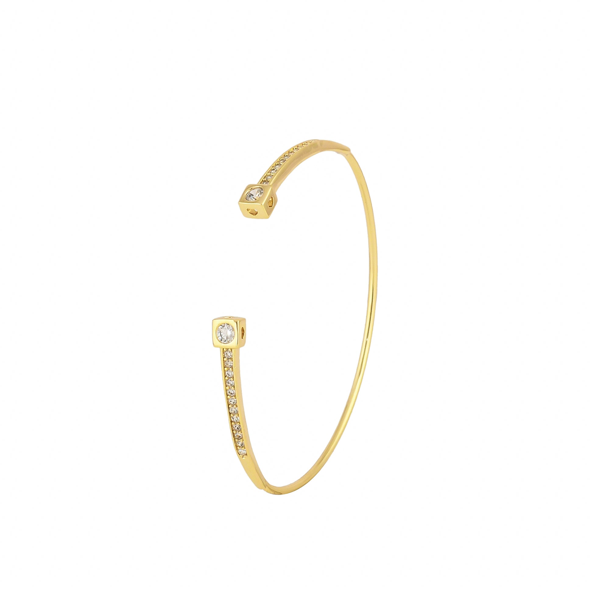 Cube Diamond Open Cuff Bracelet - Bradiya