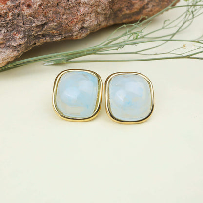 Cushion-Cut Gemstone Stud Earrings - Bradiya