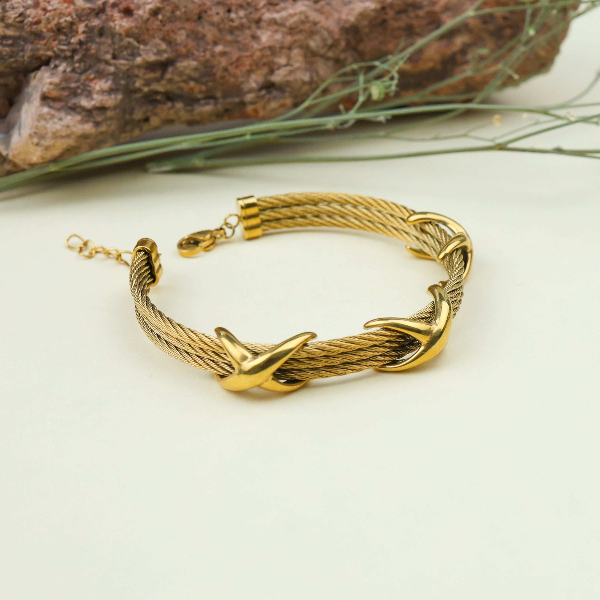 Statement Gold Cable Luxury Bracelet - Bradiya