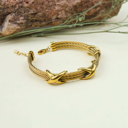 Statement Gold Cable Luxury Bracelet - Bradiya