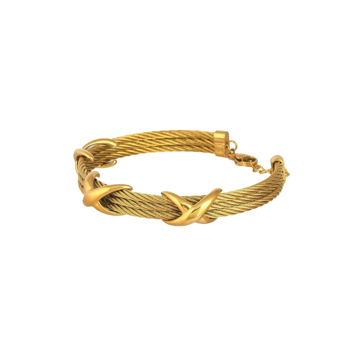 Statement Gold Cable Luxury Bracelet - Bradiya