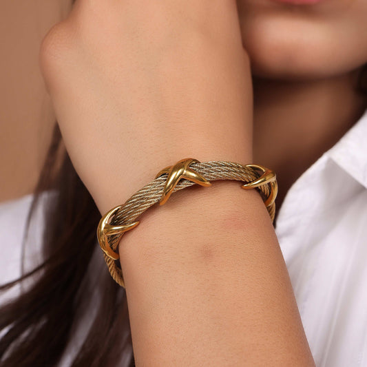 Statement Gold Cable Luxury Bracelet - Bradiya