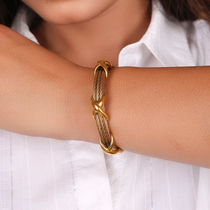 Statement Gold Cable Luxury Bracelet - Bradiya