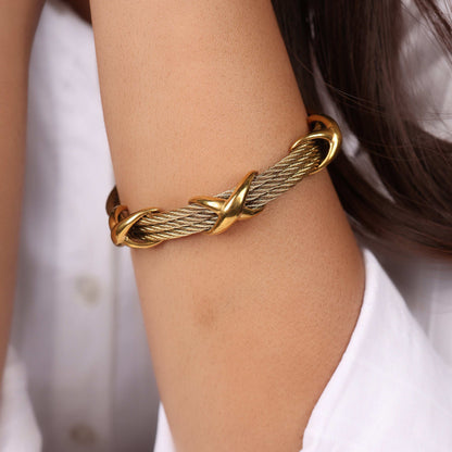 Statement Gold Cable Luxury Bracelet - Bradiya