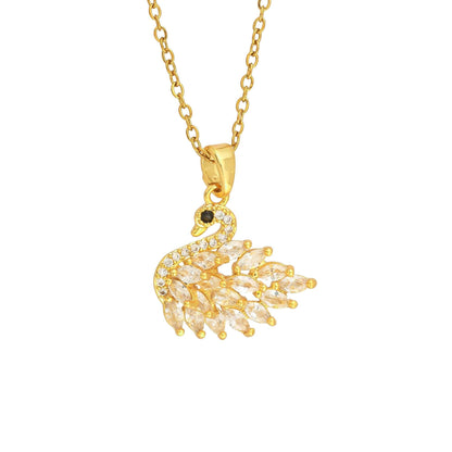 Diamond Swan Pendant Necklace. - Bradiya