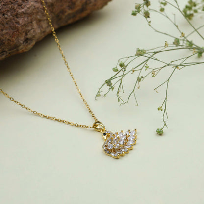 Diamond Swan Pendant Necklace. - Bradiya