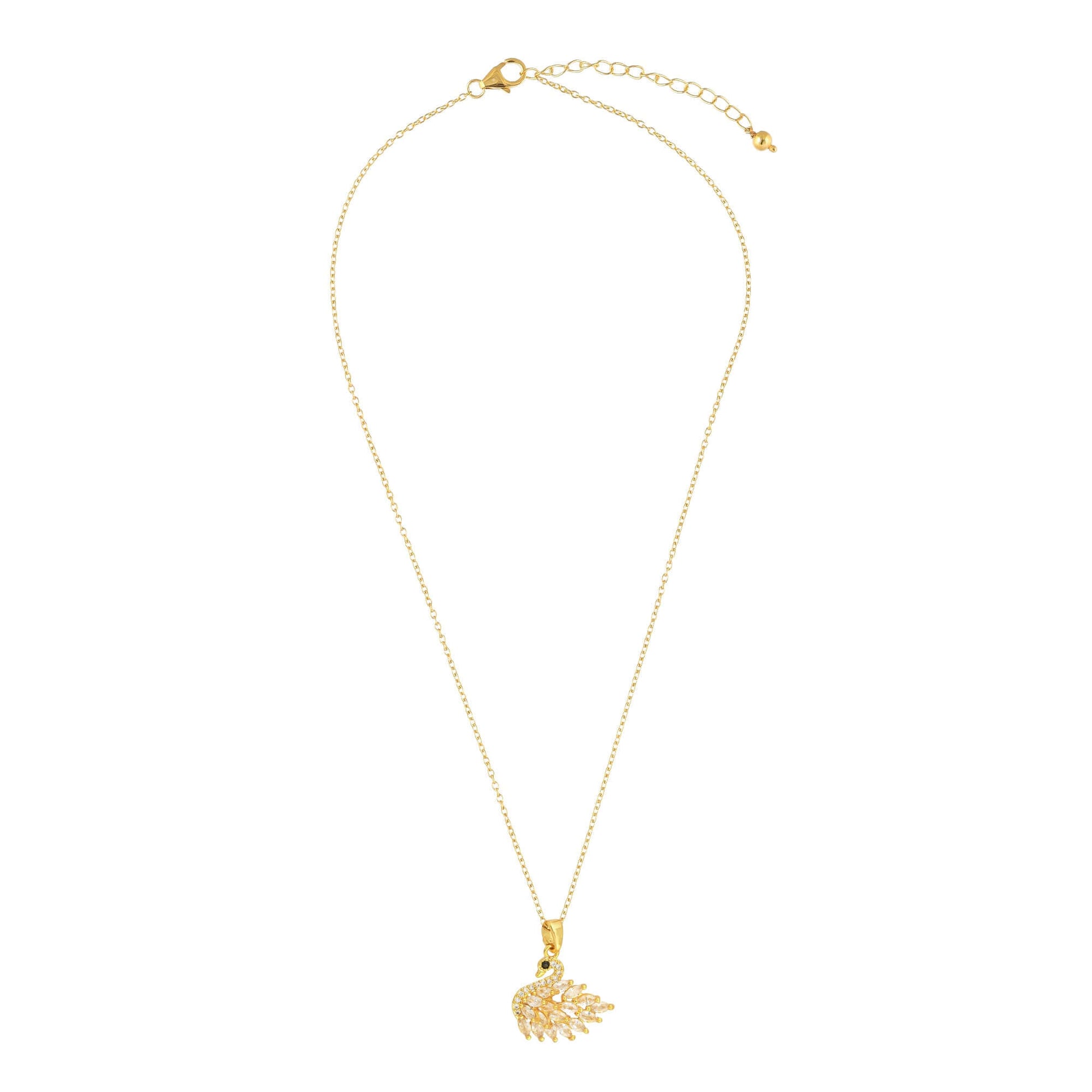 Diamond Swan Pendant Necklace. - Bradiya