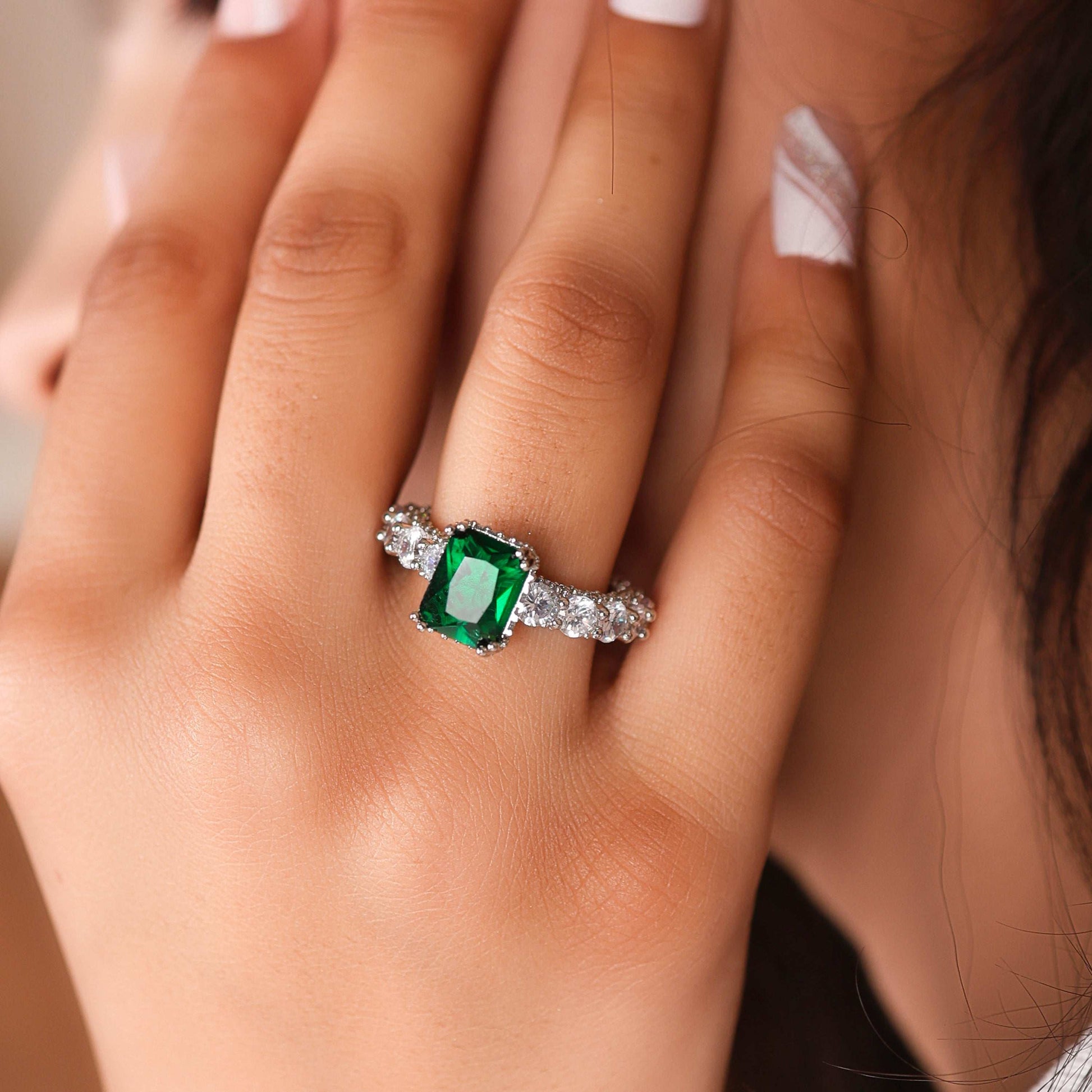 Emerald Envy Ring Luxury Anti-Tarnish Protection - Bradiya