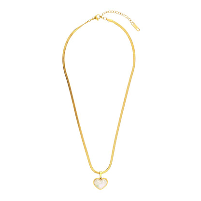 White Pearl Heart 18 Kt Gold Pendant - Bradiya