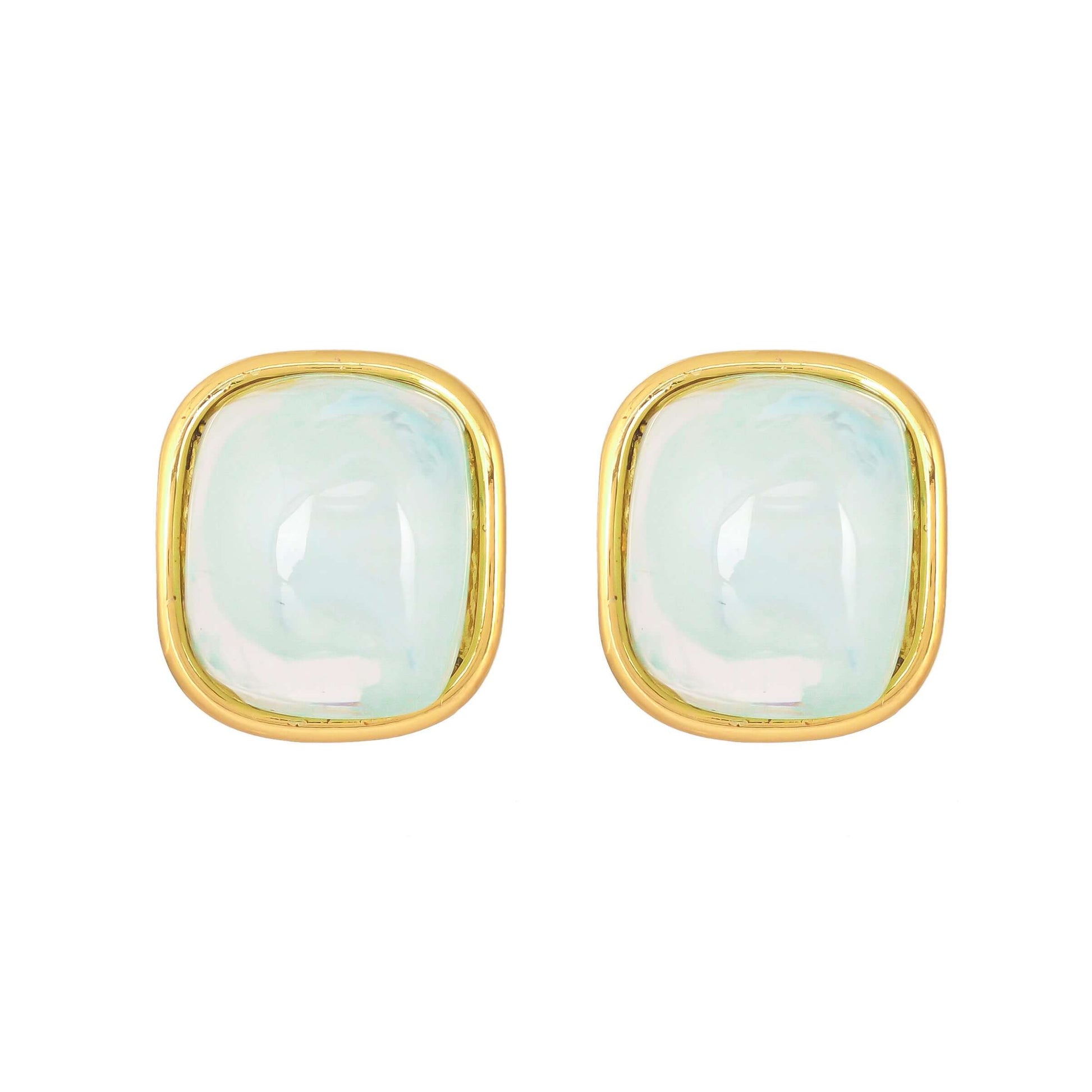 Cushion-Cut Gemstone Stud Earrings - Bradiya