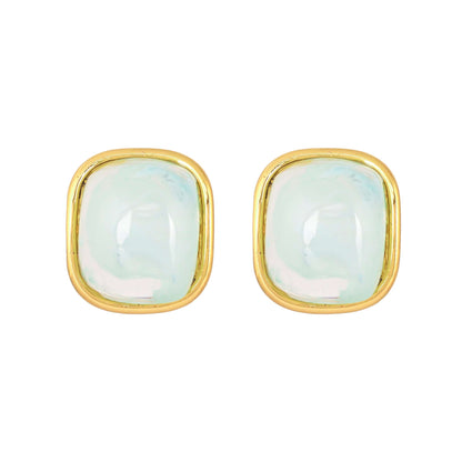 Cushion-Cut Gemstone Stud Earrings - Bradiya