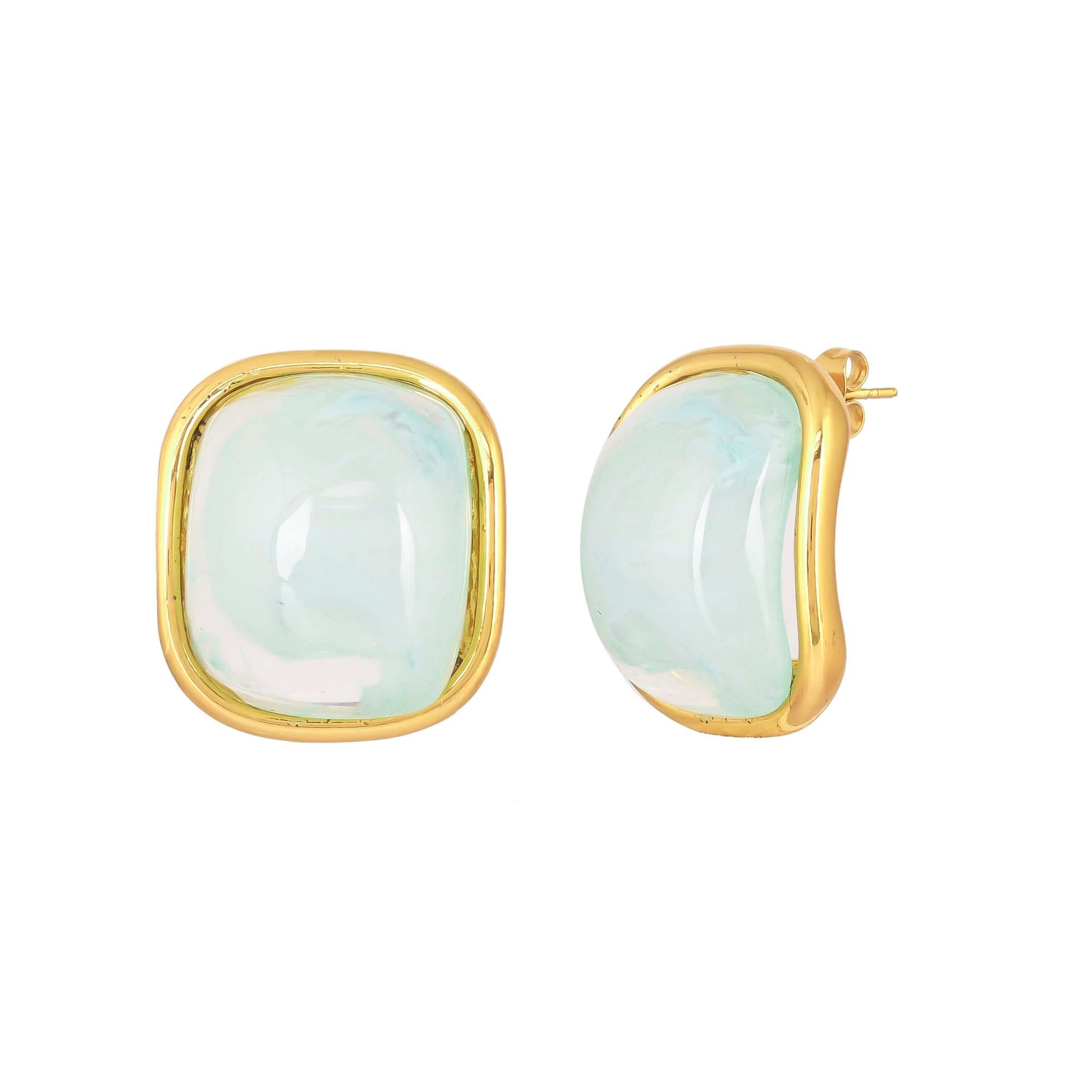 Cushion-Cut Gemstone Stud Earrings - Bradiya
