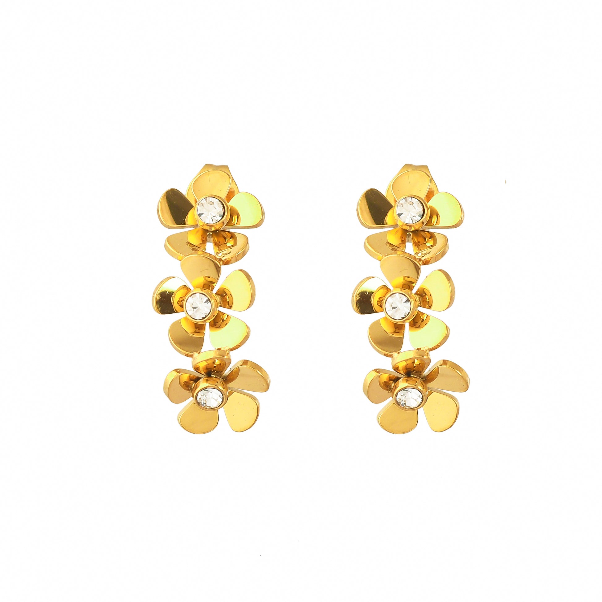 Gold Floral Drop 18Kt Gold Plated Earrings - Bradiya