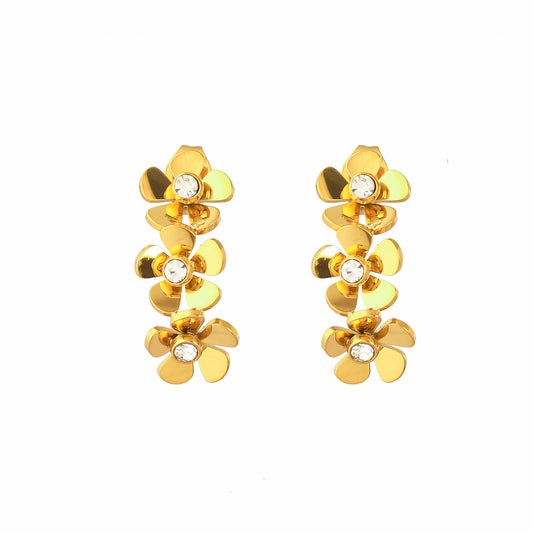 Gold Floral Drop 18Kt Gold Plated Earrings - Bradiya