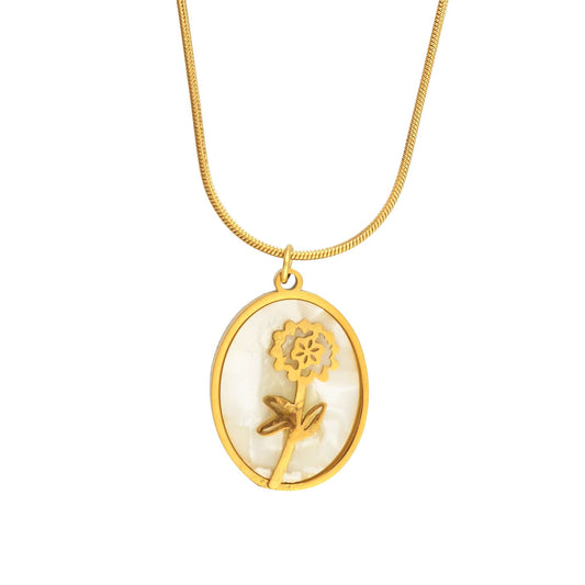 Gold Flower Pendant Necklace - Anti-Tarnish Luxury - Bradiya