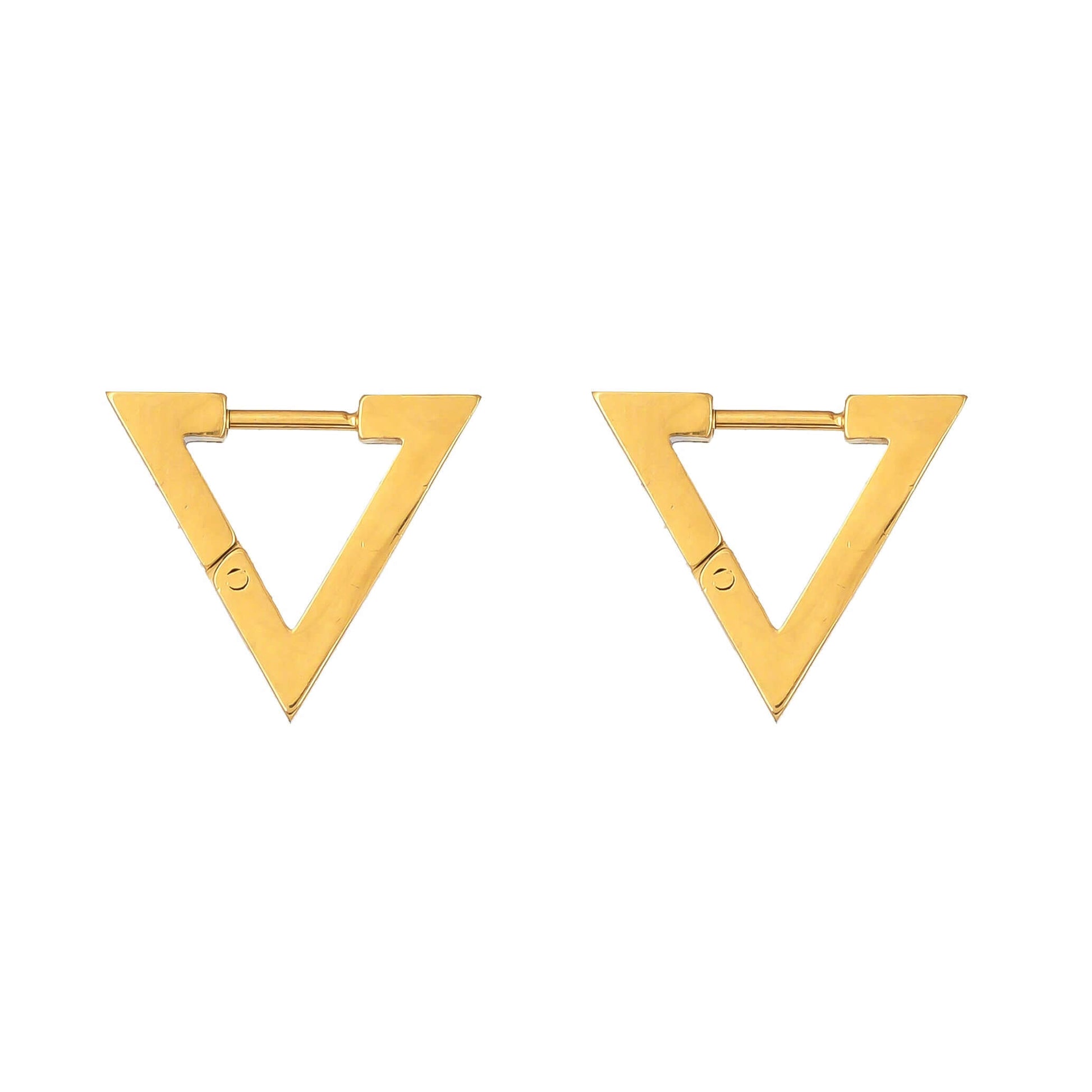 Geometric Triangle Hoop Earrings - Anti-Tarnish Gold - Bradiya