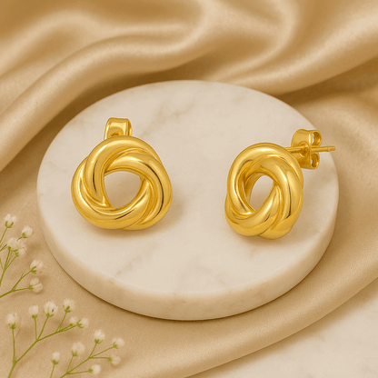 Bradiya Gold Knot Stud Earrings - Anti-Tarnish Luxury - Bradiya