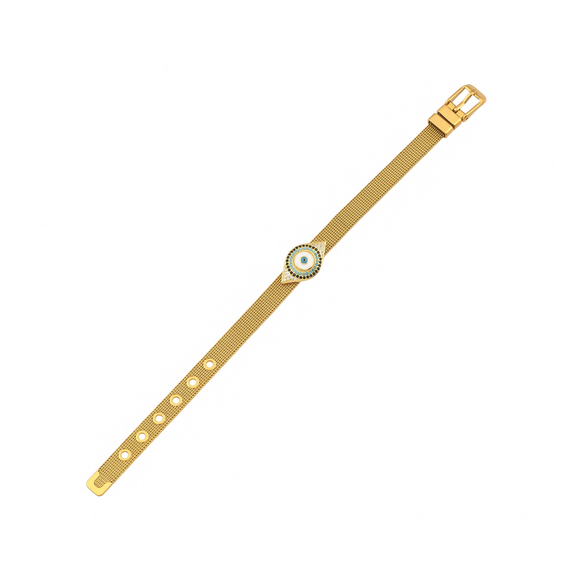 Bradiya Luxury Evil Eye Bracelet - Anti-Tarnish Mesh Band - Bradiya