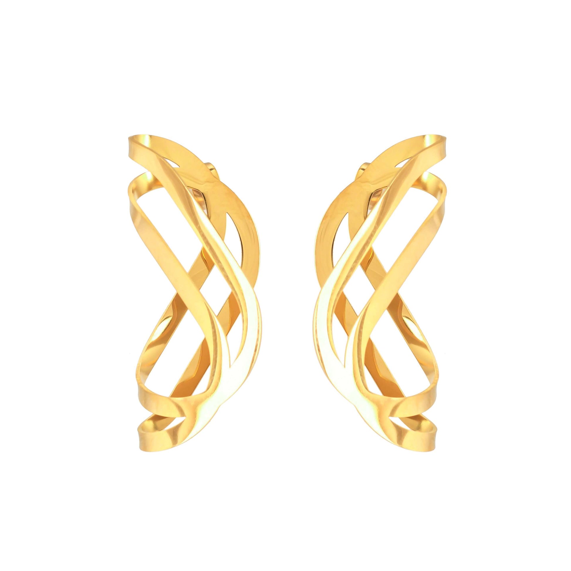 Sculptural Ribbon Drop Premium Earrings. - Bradiya