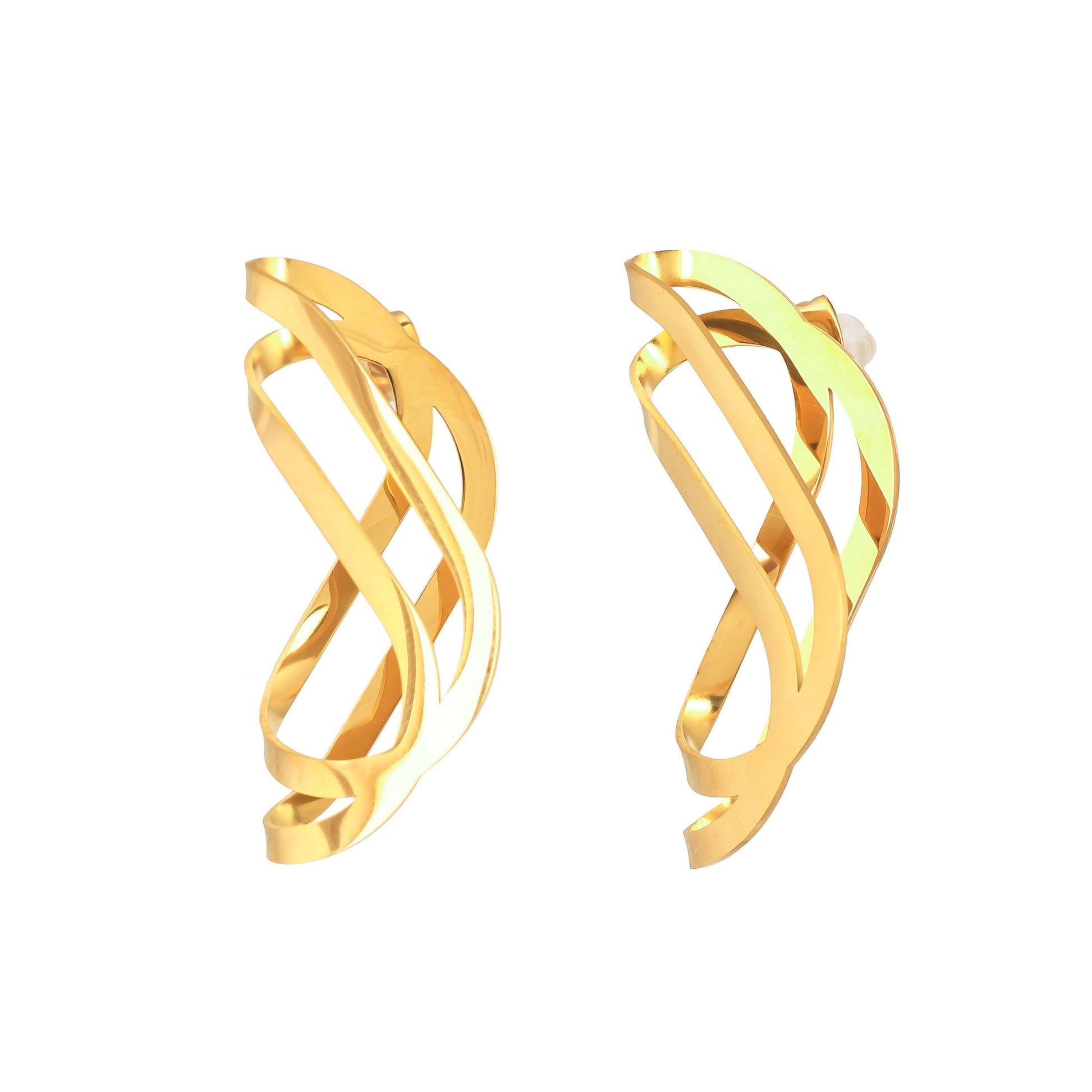 Sculptural Ribbon Drop Premium Earrings. - Bradiya