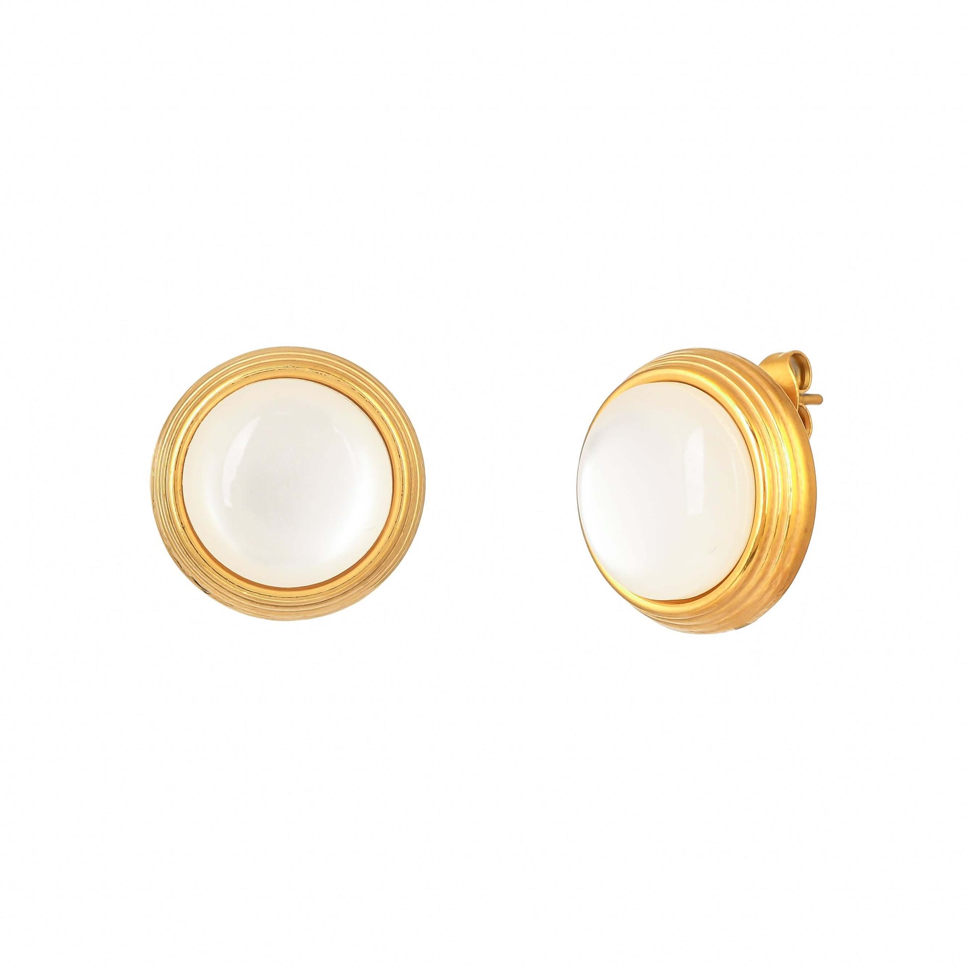Bradiya Moonstone Halo Stud Earrings - Anti-Tarnish Luxury - Bradiya