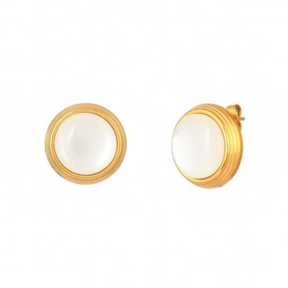 Bradiya Moonstone Halo Stud Earrings - Anti-Tarnish Luxury - Bradiya