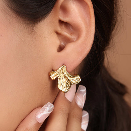 Gold Petal Drop Anti Tarnish Earrings - Bradiya
