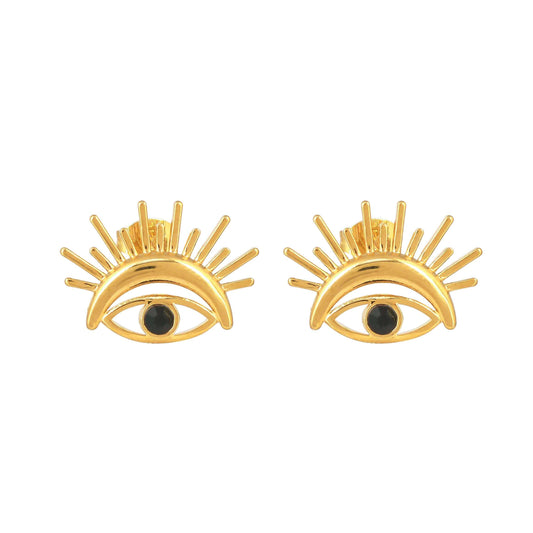 18Kt Gold Plated Evil Eye Gold Earrings - Bradiya