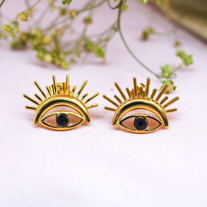18Kt Gold Plated Evil Eye Gold Earrings - Bradiya