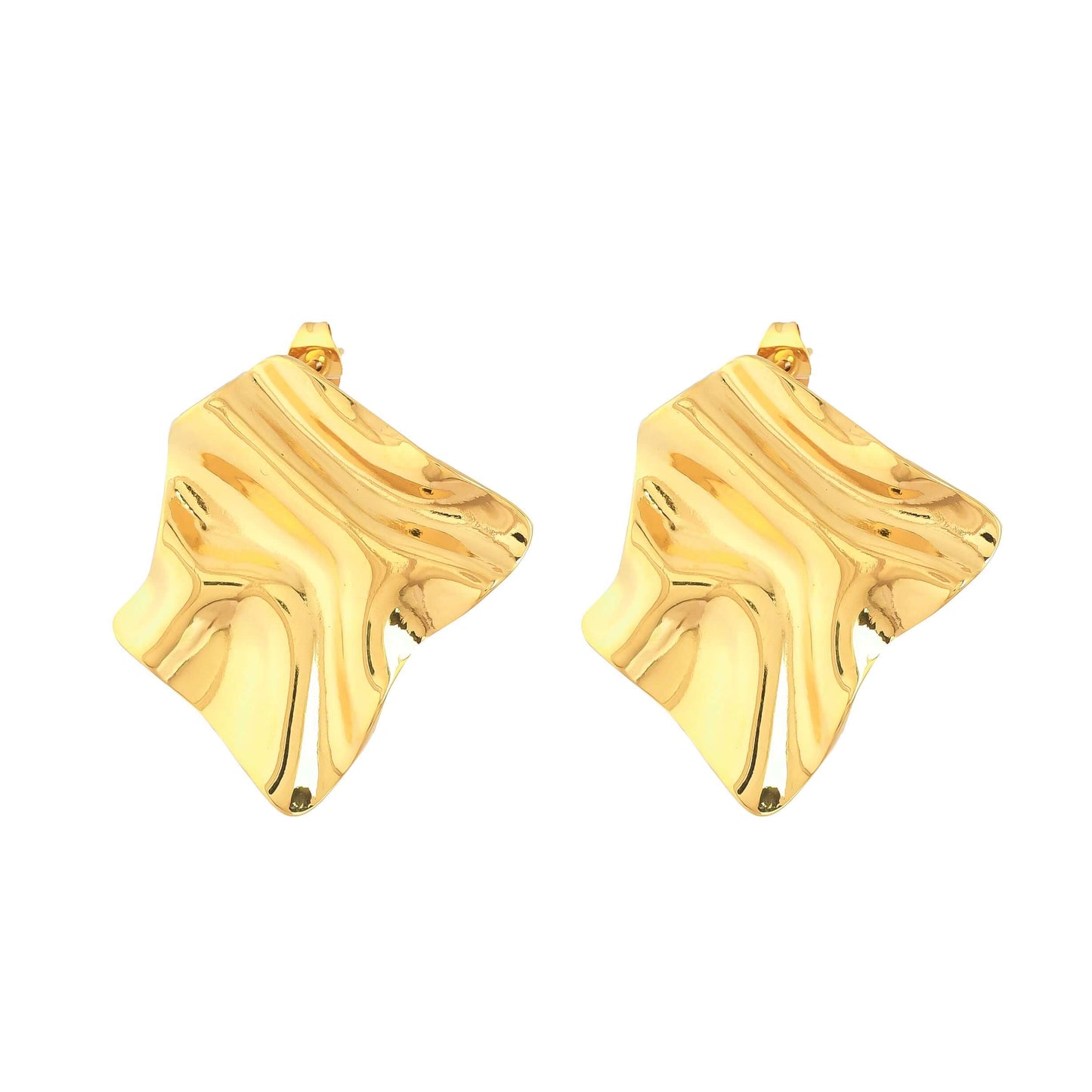 Molten 18 Kt Gold Abstract Earrings - Bradiya