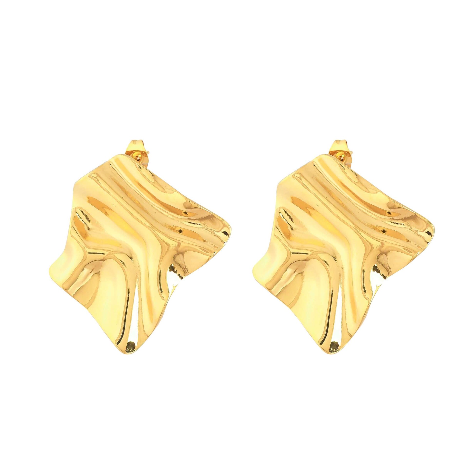 Molten 18 Kt Gold Abstract Earrings - Bradiya