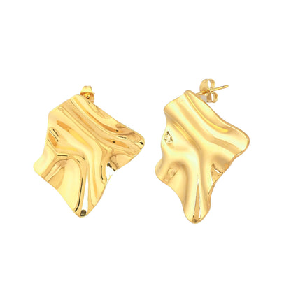 Molten 18 Kt Gold Abstract Earrings - Bradiya