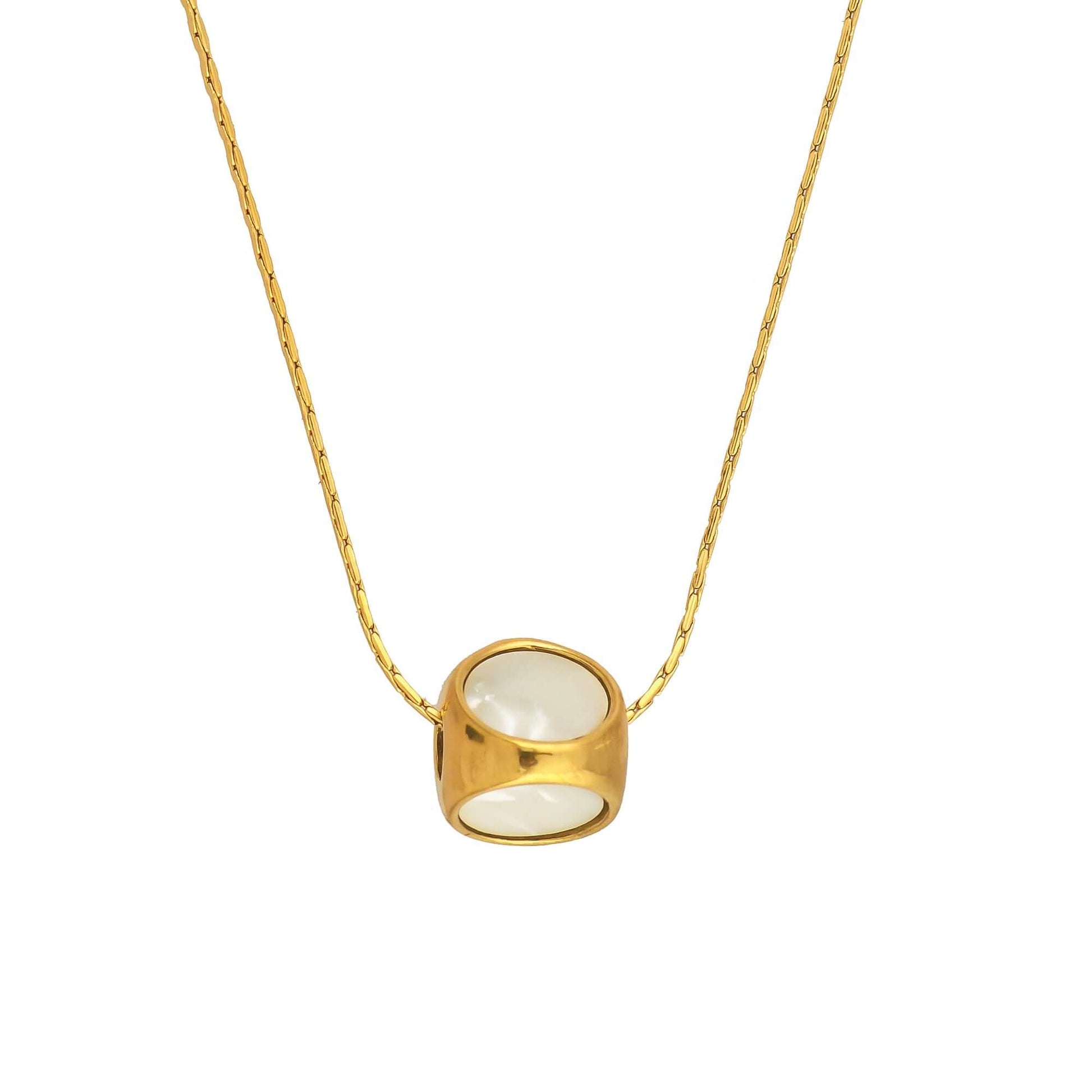 Bradiya Luxury Cylinder Pearl Necklace - Anti-Tarnish - Bradiya