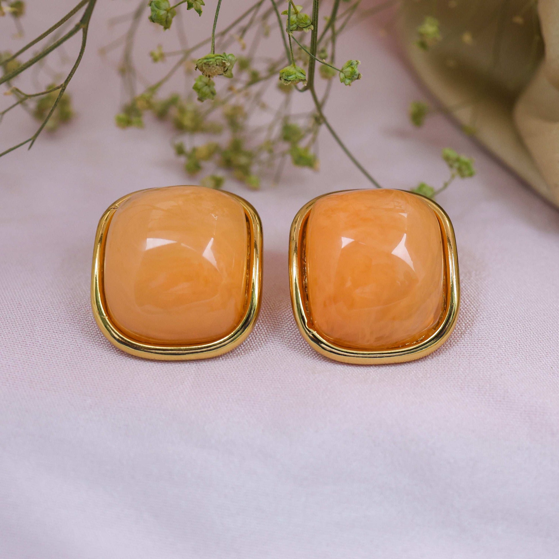 Cushion-Cut Gemstone Premium Stud Earrings - Bradiya