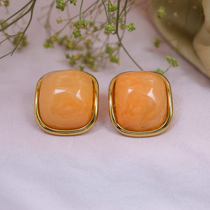 Cushion-Cut Gemstone Premium Stud Earrings - Bradiya