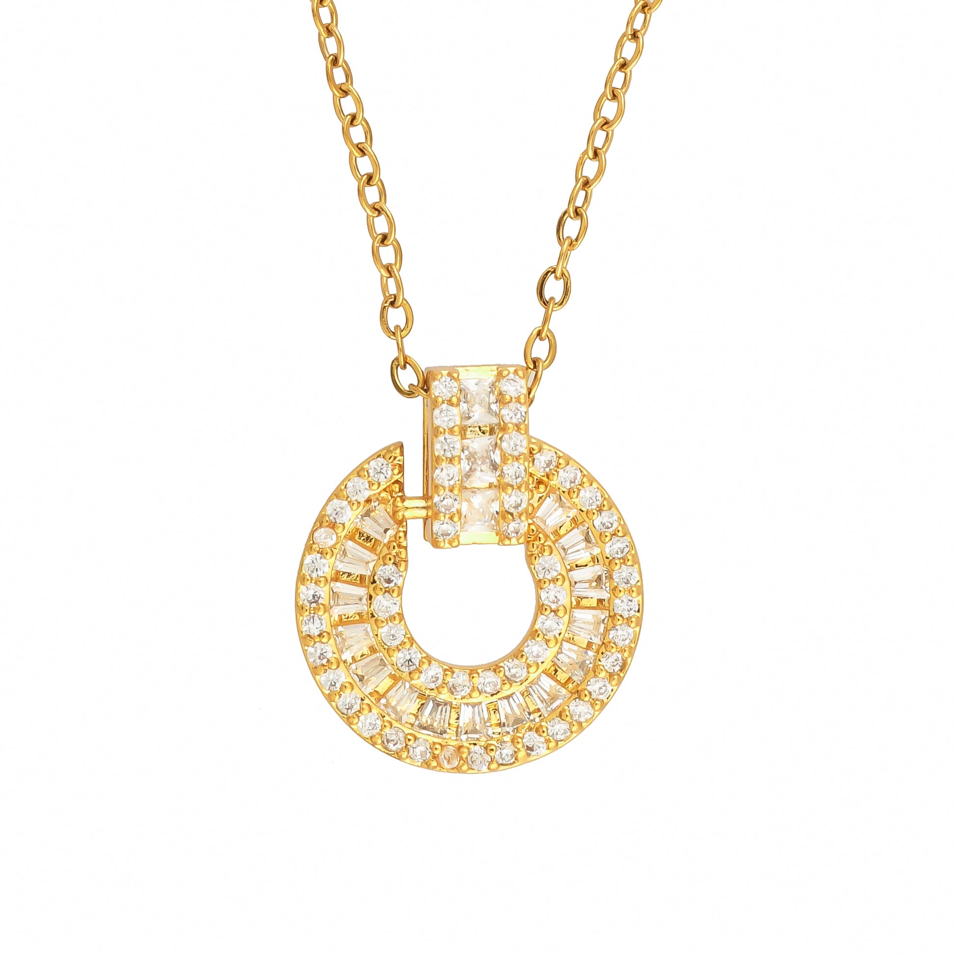 Bradiya Luxury Gold Circle Pendant Necklace - Tarnish-Free - Bradiya