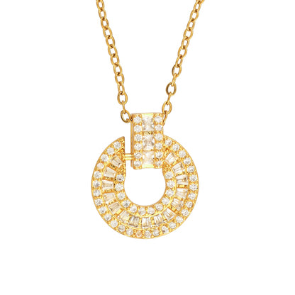 Bradiya Luxury Gold Circle Pendant Necklace - Tarnish-Free - Bradiya