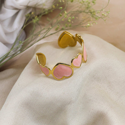 Enamel Heart Band Romantic Bracelet - Bradiya