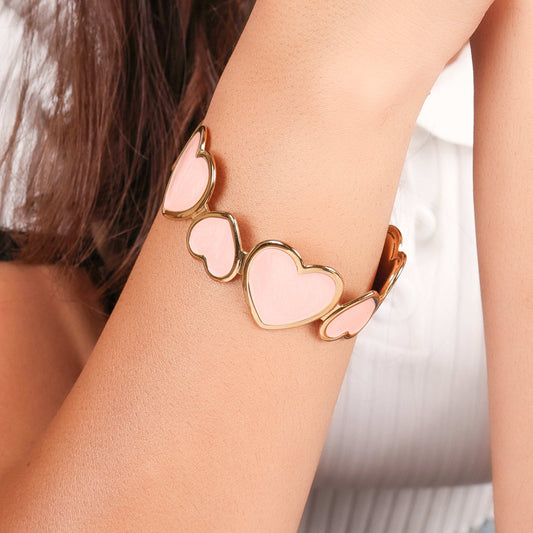 Enamel Heart Band Romantic Bracelet - Bradiya