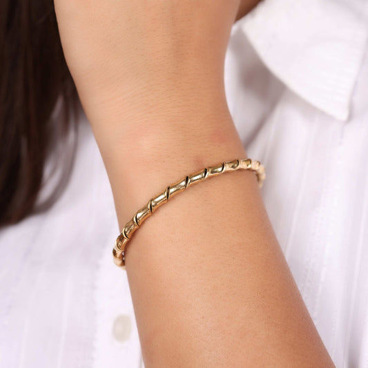 Minimalist Gold Coil Cuff - Bradiya