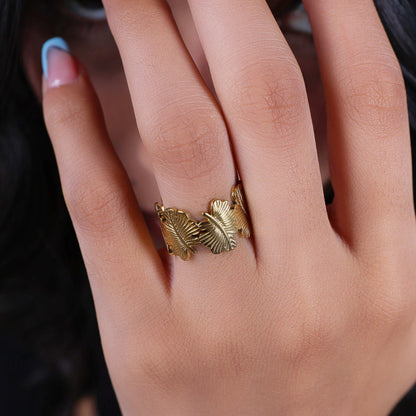 Bradiya Tarnish-Free Jewelry Ring with Leaf Design - Bradiya