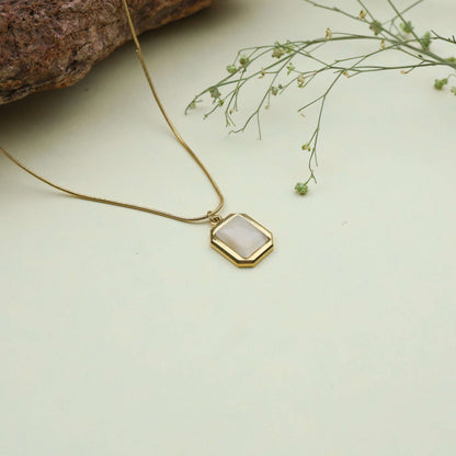 Gold Rectangular Pendant Necklace - Bradiya