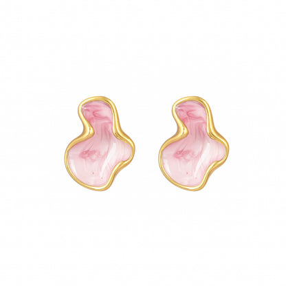 Pink Marble Enamel Earrings - Bradiya