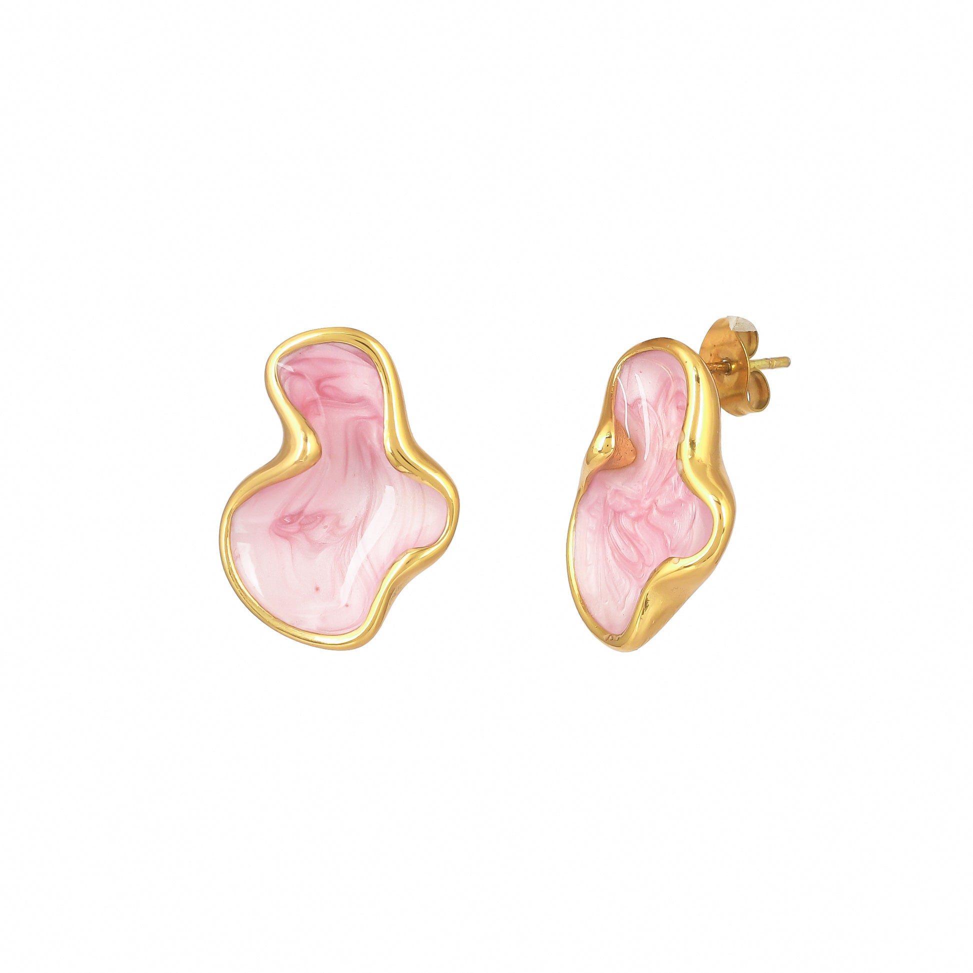 Pink Marble Enamel Earrings - Bradiya