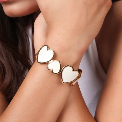 Enamel Heart Band Romantic Bracelet - Bradiya